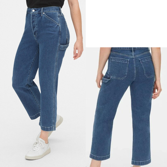 GAP High Rise Carpenter Utility Jeans Button Front Size 8 2yk Style  High Rise - Picture 1 of 12
